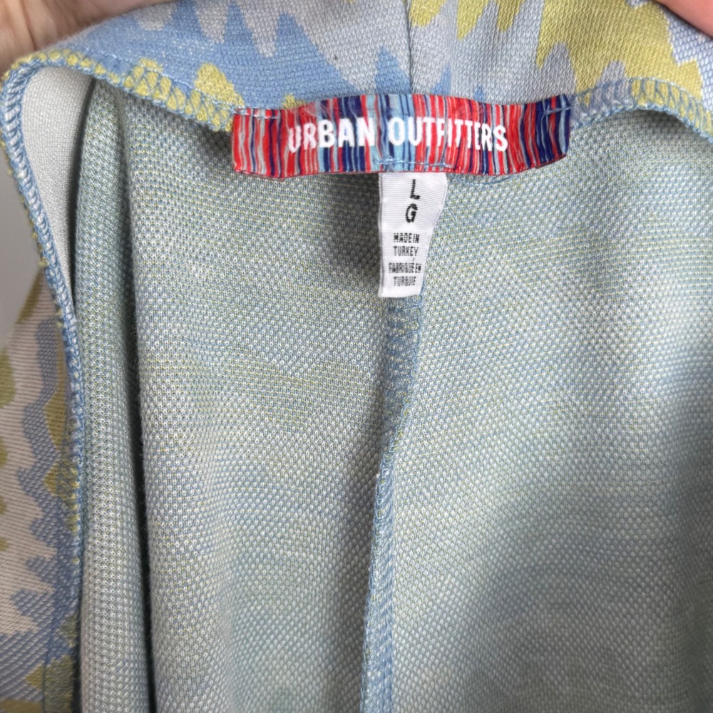 Urban Outfitters Blue Green Zigzag Knit Flare Pants High Waisted Large OB1500994 - Picture 3 of 6